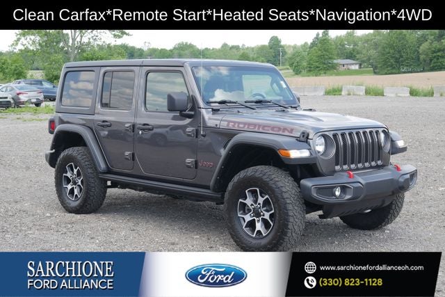 2021 Jeep Wrangler Unlimited Rubicon in Granite Crystal Metallic Clearcoat — front three-quarter view