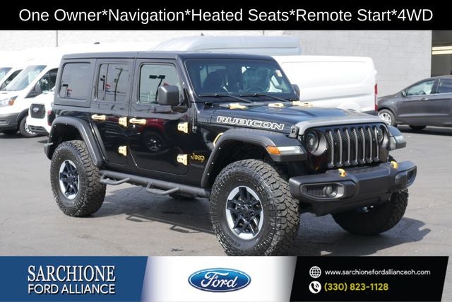 2022 Jeep Wrangler Unlimited Rubicon in Black Clearcoat — front three-quarter view