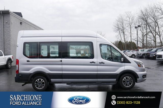 2023 Ford Transit-350 XLT in Ingot Silver — front three-quarter view