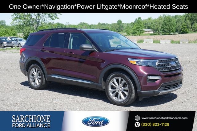 2022 Ford Explorer XLT in Burgundy Velvet Tinted Clearcoat — front three-quarter view