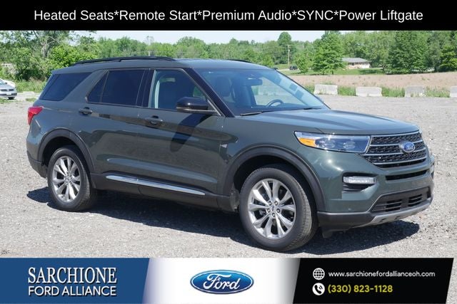 2024 Ford Explorer XLT in Forged Green Metallic — front three-quarter view