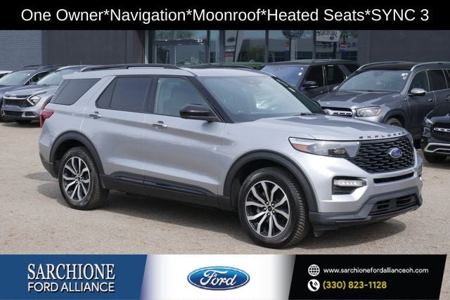 2023 Ford Explorer ST-Line in Iconic Silver Metallic — front three-quarter view