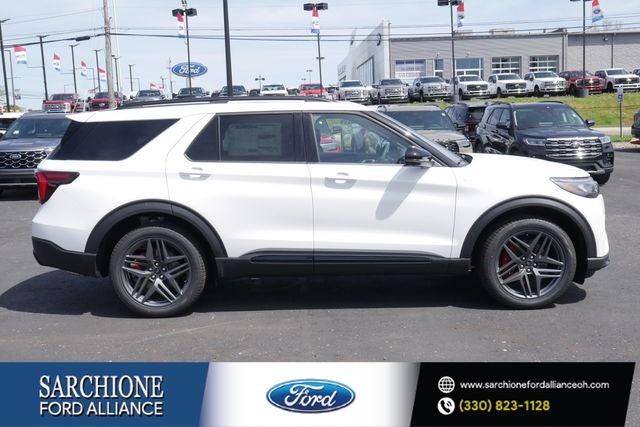 2026 Ford Explorer ST-Line in White Metallic — front three-quarter view