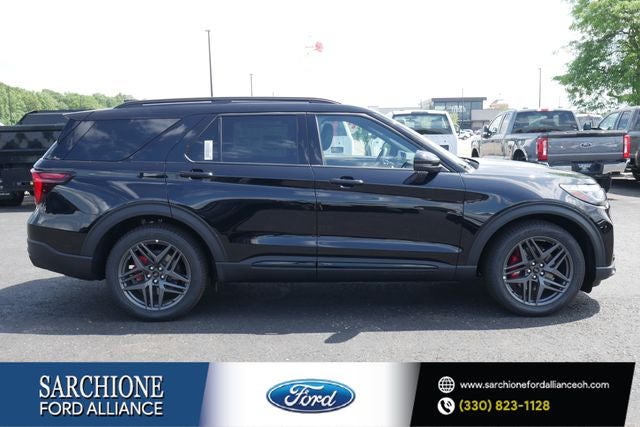 2026 Ford Explorer ST in Agate Black Metallic — front three-quarter view