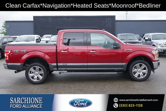 2018 Ford F-150 XLT in Ruby Red Metallic Tinted Clearcoat — front three-quarter view