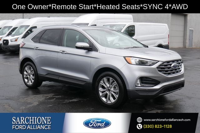 2023 Ford Edge Titanium in Iconic Silver Metallic — front three-quarter view