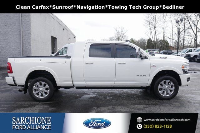 2021 RAM 2500 Laramie in Pearl White — front three-quarter view