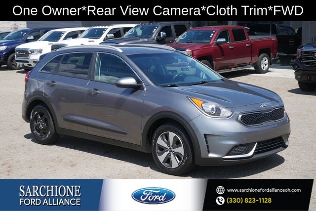 2017 Kia Niro LX in Metal Stream — front three-quarter view